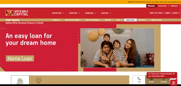 Aditya Birla Home Loan website