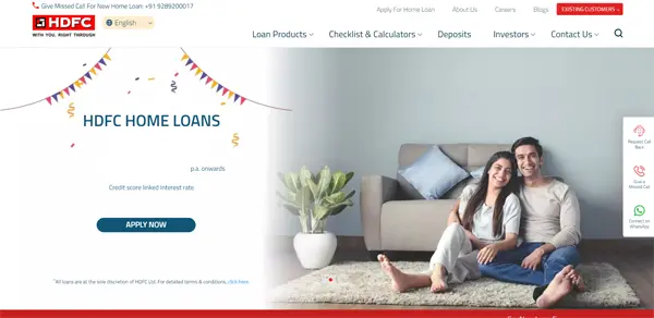 HDFC home loan website