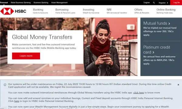 HSBC Personal Loan website