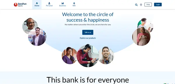 Bandhan Credit Card website