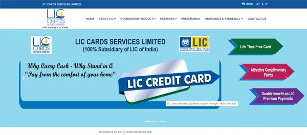 LIC Cards website