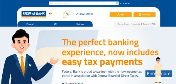 Federal Bank Credit Card website