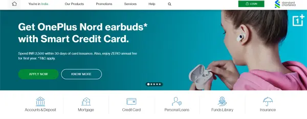 SCB Credit Card website