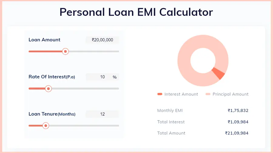 Navi personal loan EMI calculator