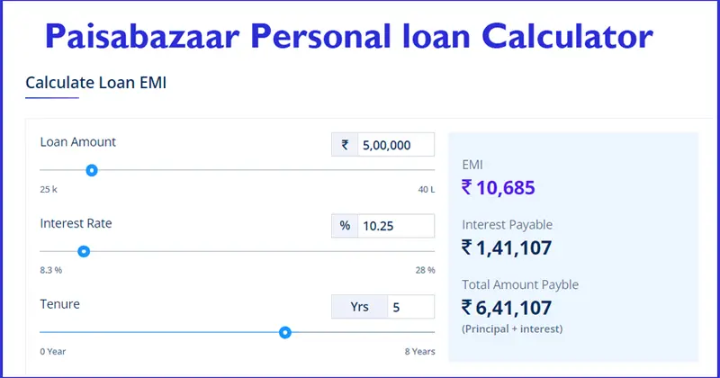 Paisabazaar Personal loan Calculator